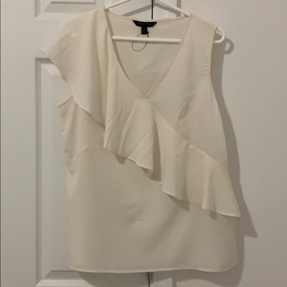 Banana Republic beige blouse with ruffle